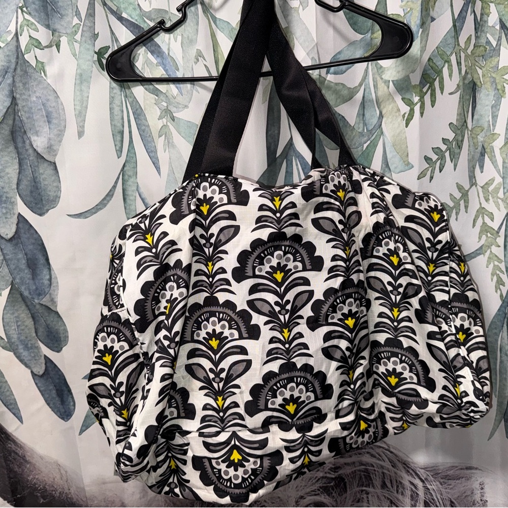 Vera Bradley Black & White Floral-Style Travel Bag with Yellow Accents - Picture 3 of 3